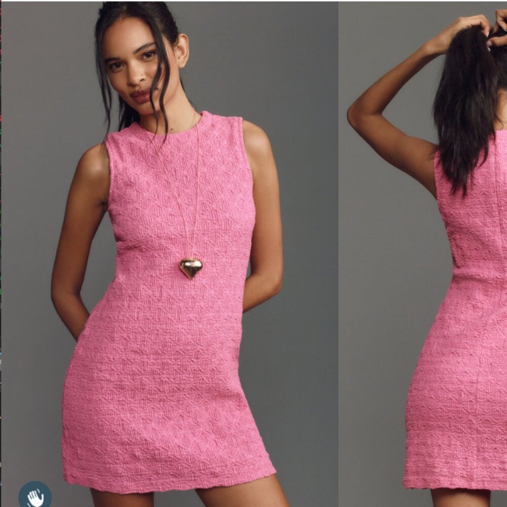 Porridge Textured Slim Fit Mini Hot Pink Dress Size S